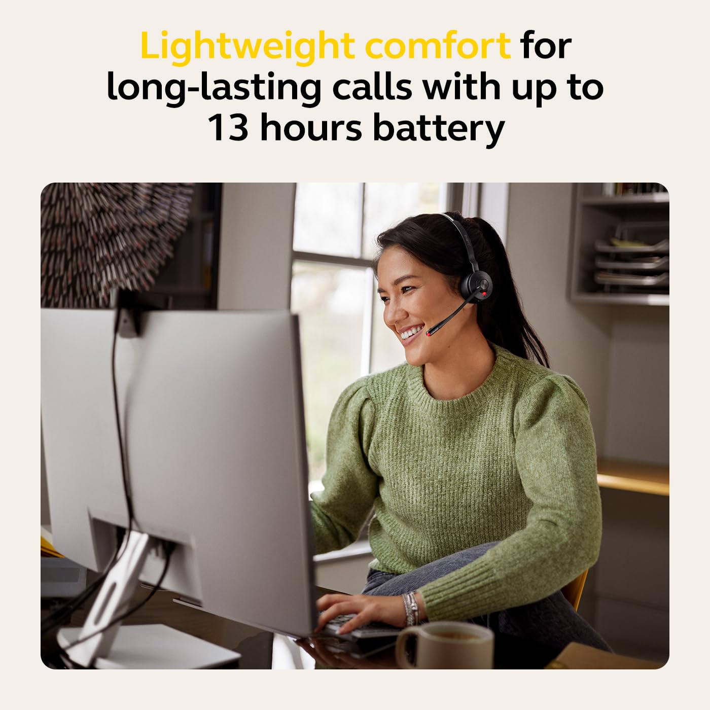 Jabra Engage 55 Stereo Wireless Headset with Link 400 USB-C DECT Adapter & Charging Stand - Noise Cancelling Mic, Long Range - MS Teams Certified, Compatible with Zoom/Slack/Webex - Black - Perfect for Remote Work, Call Centers & Office Professionals