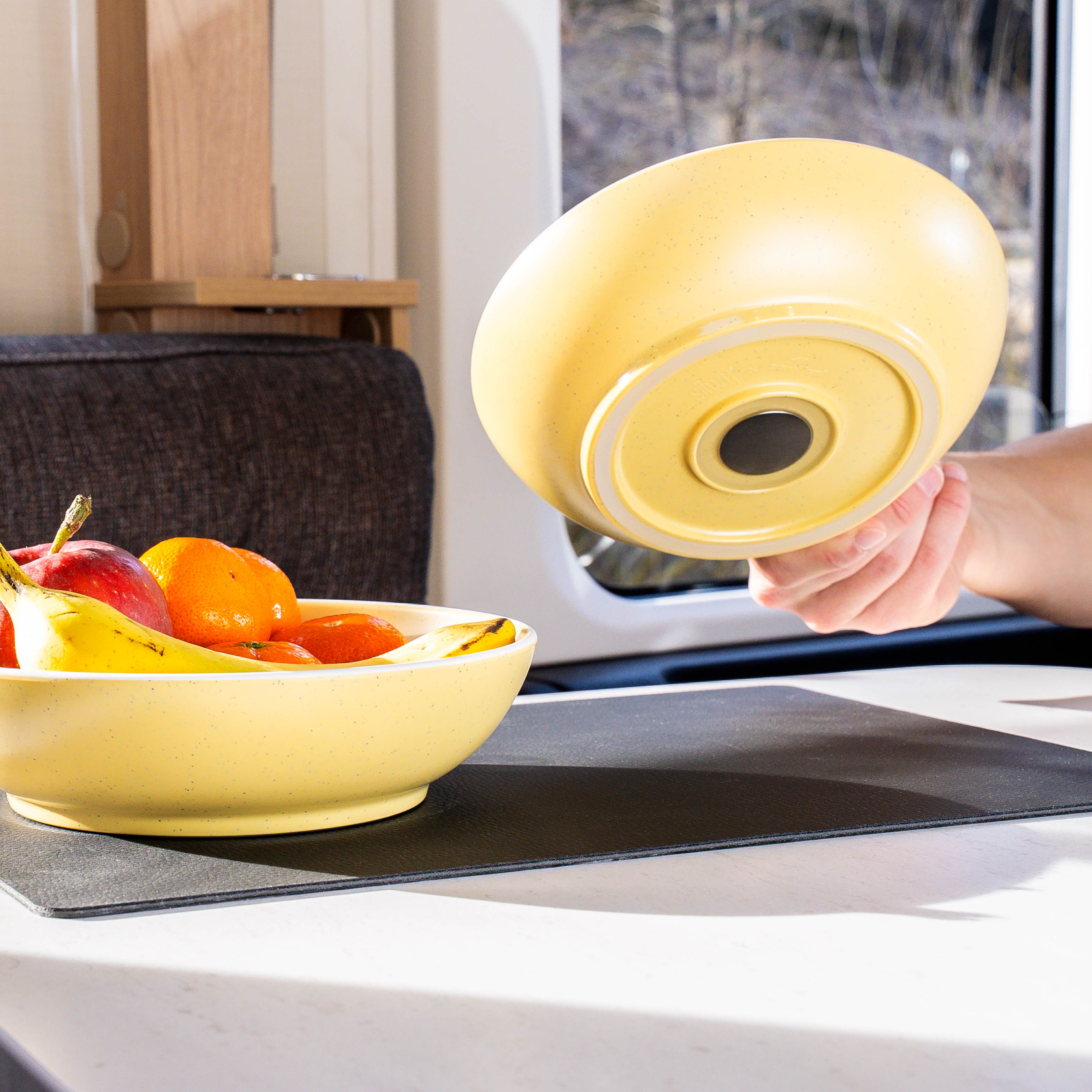 Premium Plastic Food Bowls with Magnet Base - DOLOMIT Yellow, 20cm - Ideal for Fridge Storage, Office Snacks & Pet Feeding