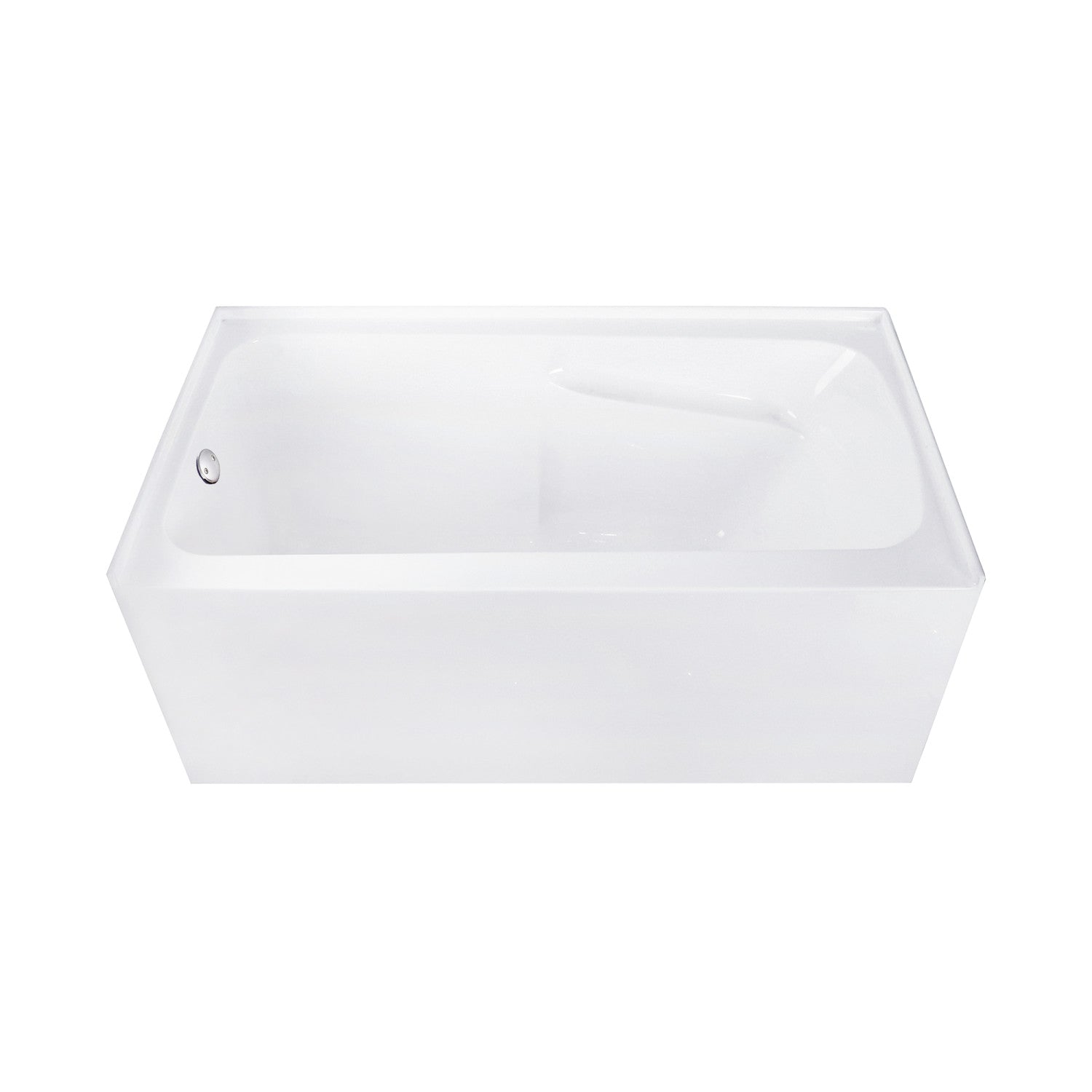 Aqua Eden 54 Inch Acrylic Rectangular 3 Wall Alcove Bathtub with Armrests - Left Hand Drain - Glossy White/Brushed Nickel Finish - Perfect for Modern Bathroom Renovation and Spa-Like Relaxation