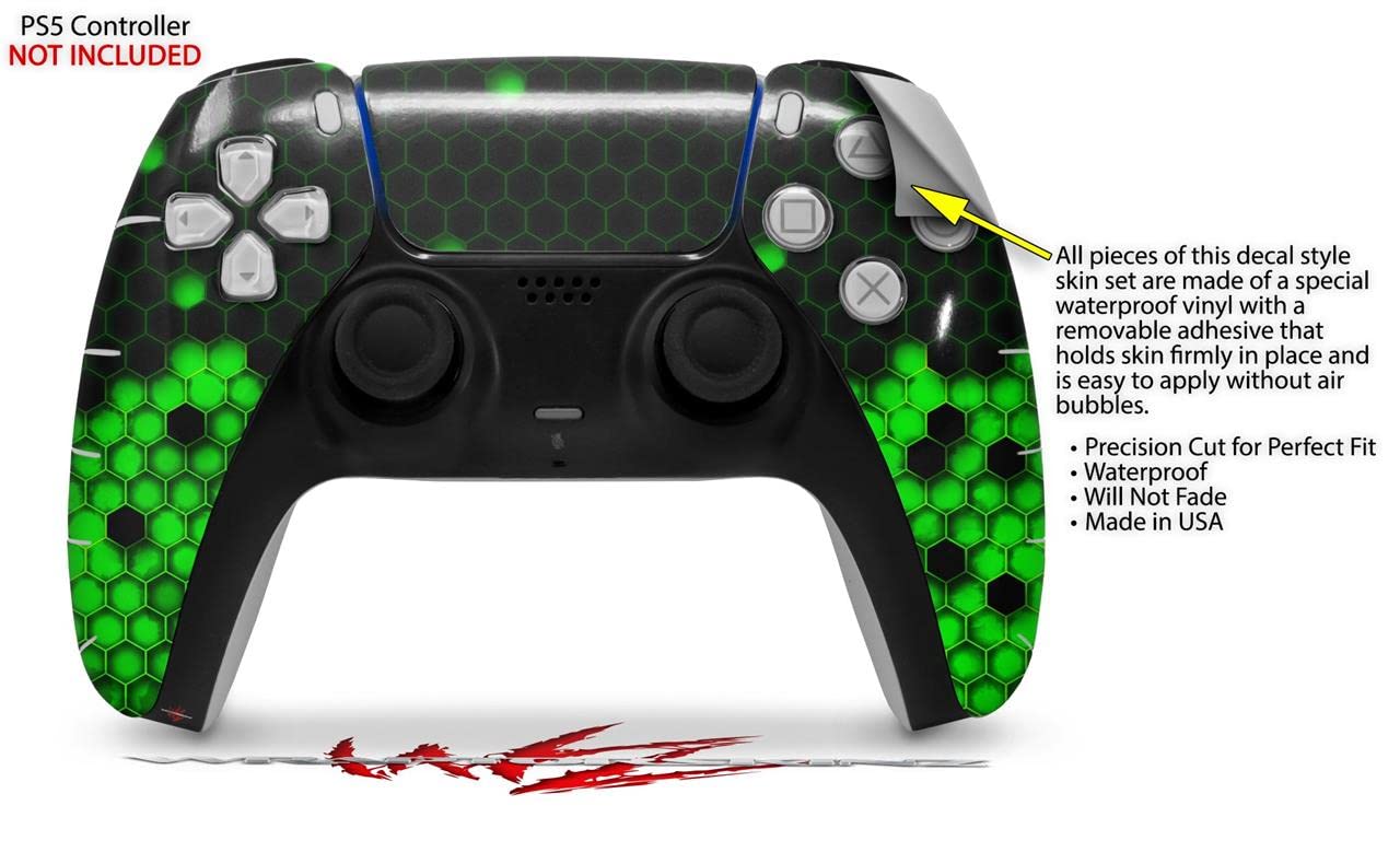 PS5 DualSense Controller Skin Wrap - HEX Green for Gaming & Protection
