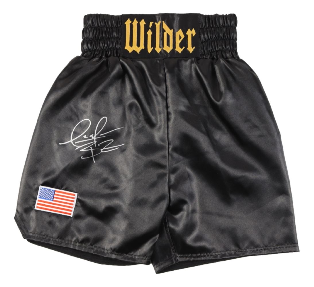 Deontay Wilder Signed Authentic Black Boxing Shorts - Limited Edition Collectible for Boxing Fans & Memorabilia Enthusiasts - Perfect for Display, Gifts, and Sports Collections