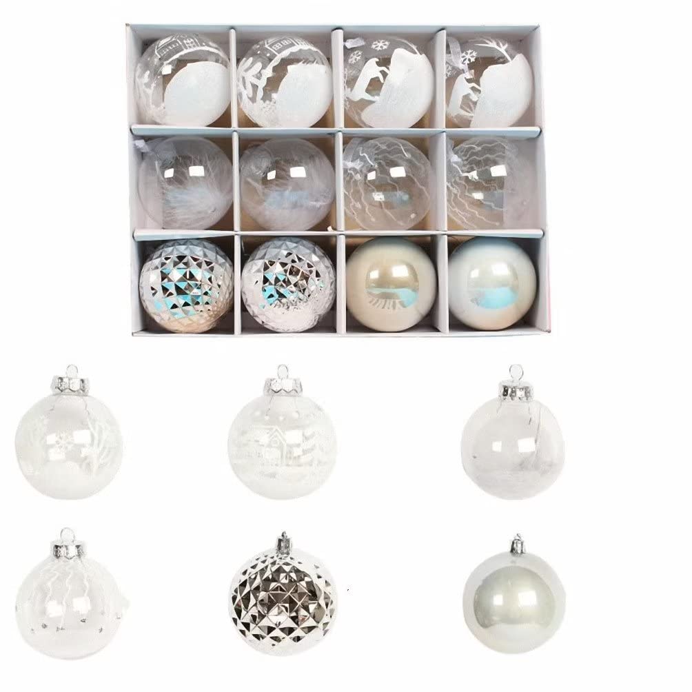 12Pcs Shatterproof Christmas Baubles - 8cm Transparent Christmas Tree Ornaments for Holiday Decorations | Perfect for Xmas Tree, Home, Party & Gift Giving