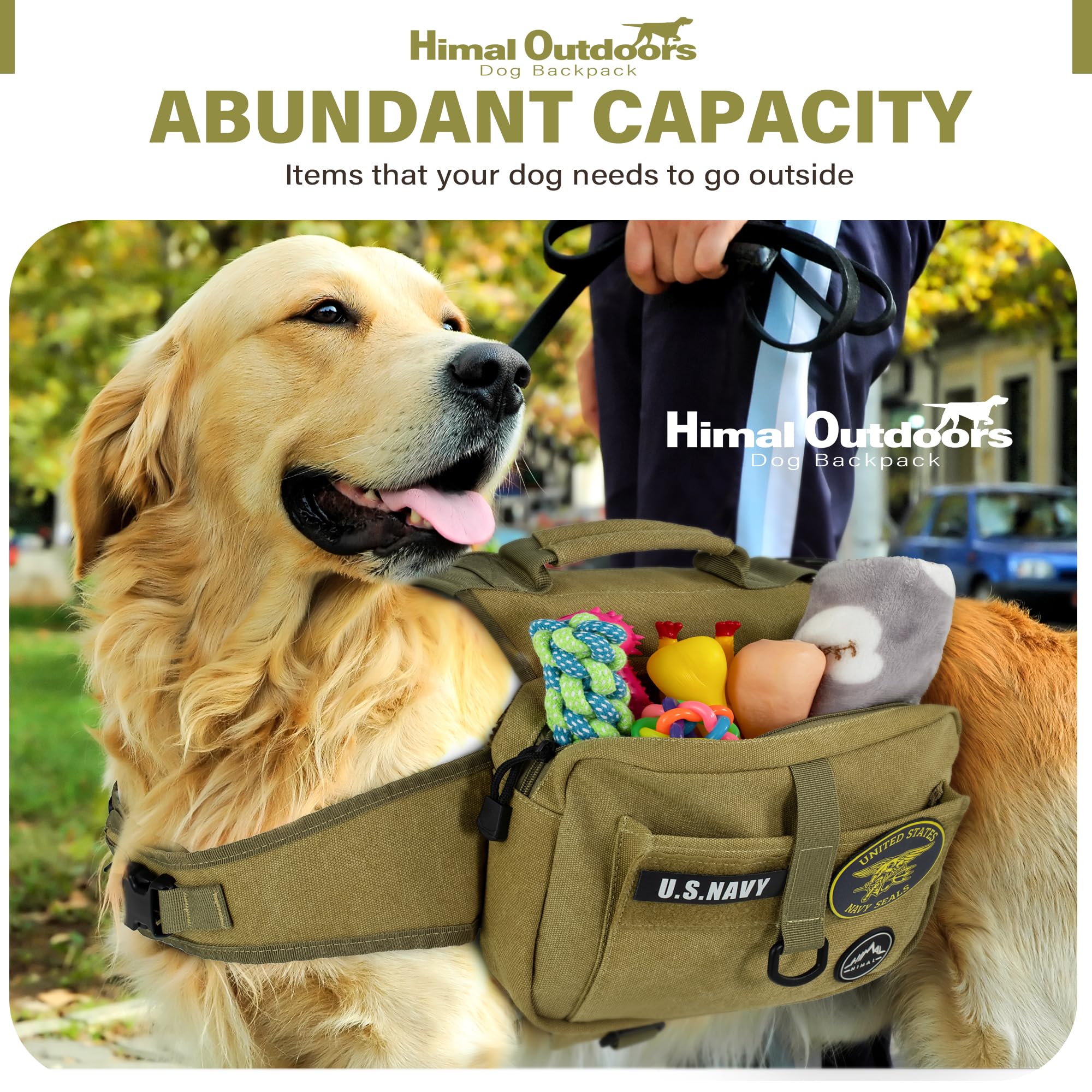 Himal Outdoors Dog Backpack for Large Dogs - Adjustable Hiking Saddle Bag with Side Pockets | Perfect for Outdoor Adventures, Camping & Daily Walks