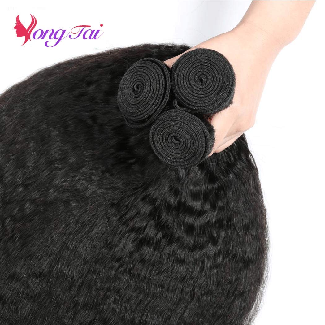 Kinky Straight Human Hair Extensions 20 20 20 Inches - Unprocessed Brazilian Virgin Hair 3 Bundles (1B Color) for Natural Look & Styling | Perfect for Daily Wear, Parties & Special Occasions