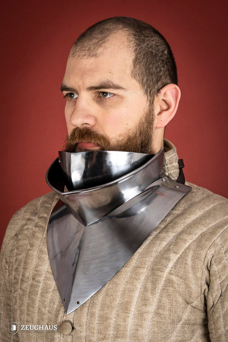Medieval Articulated Gorget with Bevor - 1.6mm Polished Steel Armor for 1450-1550 Period - Perfect for LARP, Cosplay, and Historical Reenactment