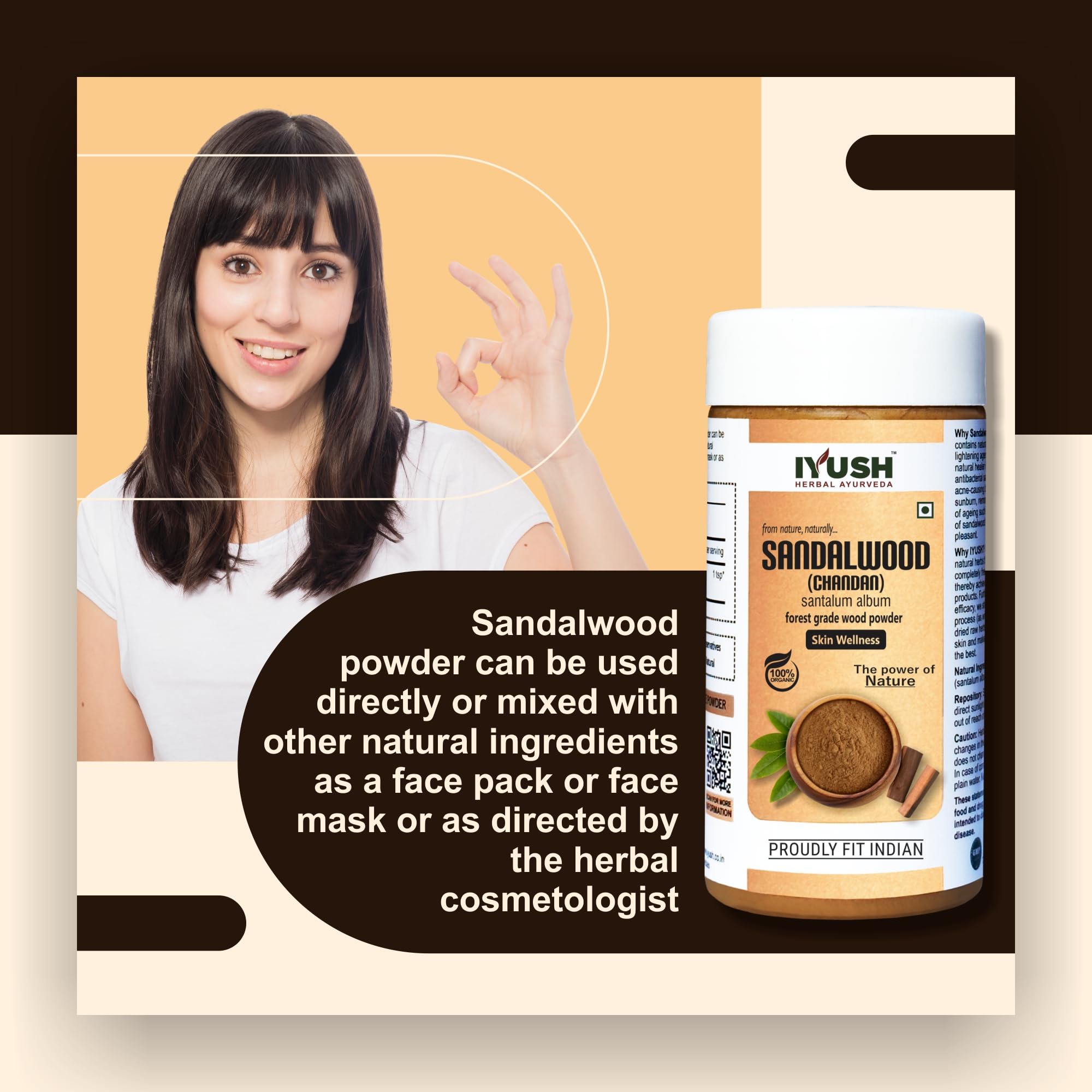 Pure Organic Sandalwood Powder for Face Pack & Skin Care – 100g | Ayurvedic Chandan Powder for Glowing Skin | Natural De-Tan & Brightening Treatment | Perfect for DIY Face Masks, Spa Days & Ayurvedic Beauty Rituals