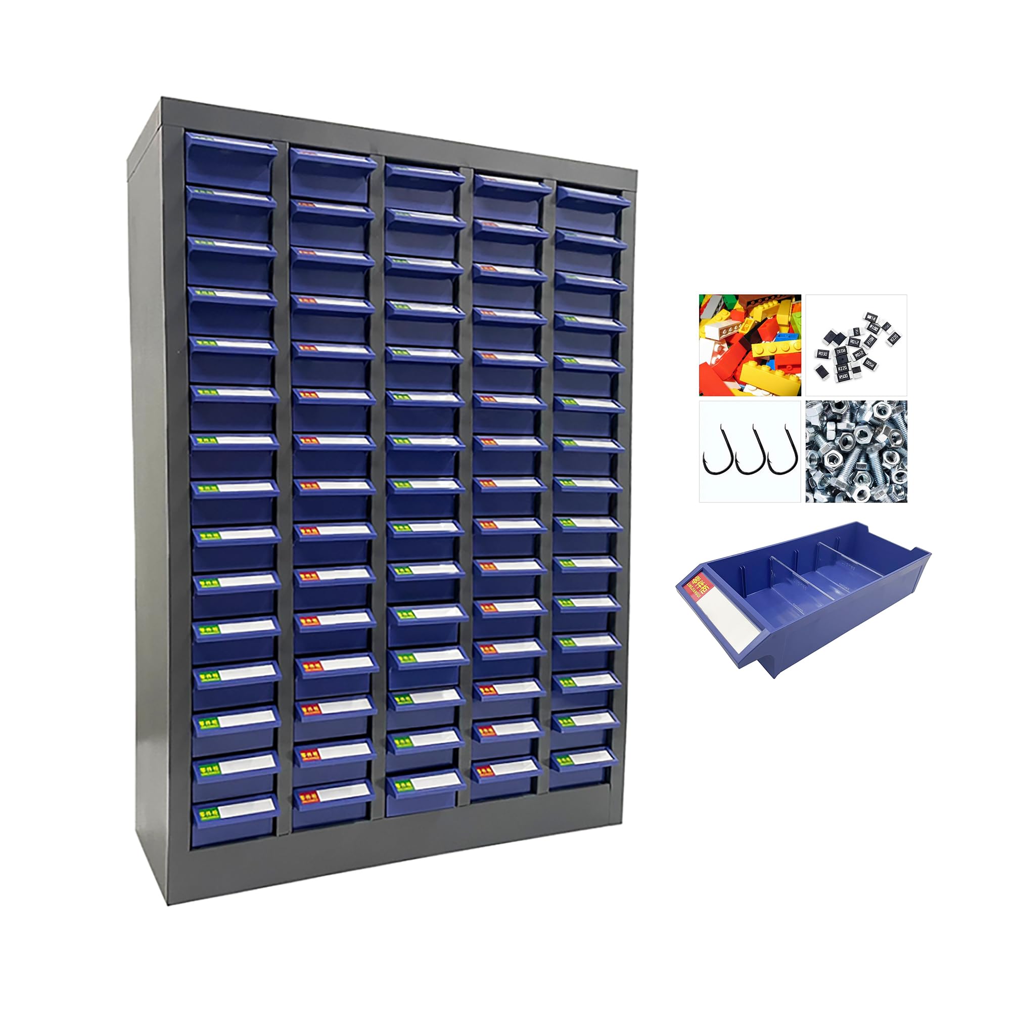 TechTongda 75-Drawer Steel Bolt & Nut Organizer - Durable Hardware Storage for Workshops