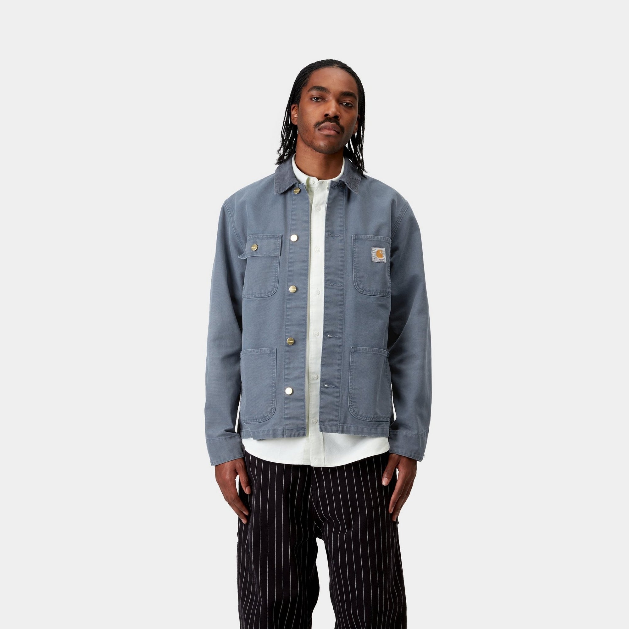 Michigan Spring Coat - Stone Canvas Fabric in Dusky Blue | Lightweight Water-Resistant Jacket for Outdoor Hiking & City Commute