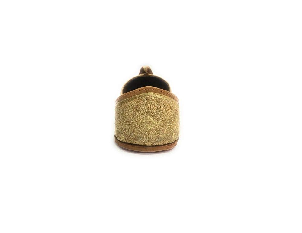 **Handmade Golden Khussa Jutti Shoes for Men - Punjabi Formal Ethnic Indian Footwear for Weddings, Shewani & Traditional Occasions**