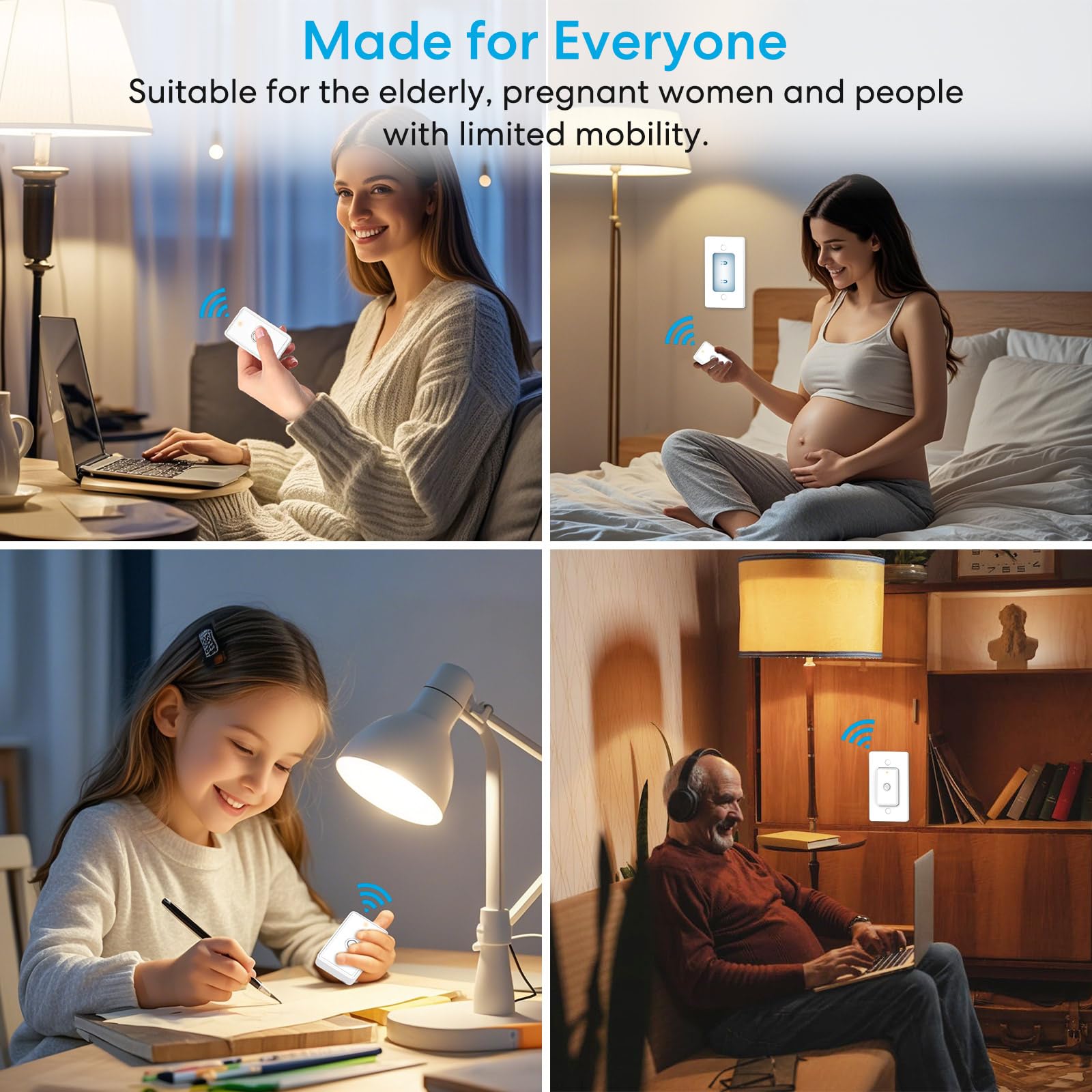 LoraTap RF Remote Control Outlet Plug - Wireless Light Switch for Lamps, Fans & Appliances, 100ft Range, No Wiring Needed, Magnetic Switch with Wall Plate, Expandable Kit (Ideal for Renters & Home Use) - Perfect for Bedroom, Living Room, Office & Smart Home Automation