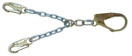 Tractel® V61WH Rebar Chain Assembly - ¾ in. Self-Locking Snap Hook Both Ends, 2 ¼ in. (57 mm) Swivel Link Hook, 5000 lbs Capacity (22.2 kN), 2 ft. Fall, Abrasion Resistant - Ideal for Construction, Rigging, and Heavy-Duty Lifting Applications