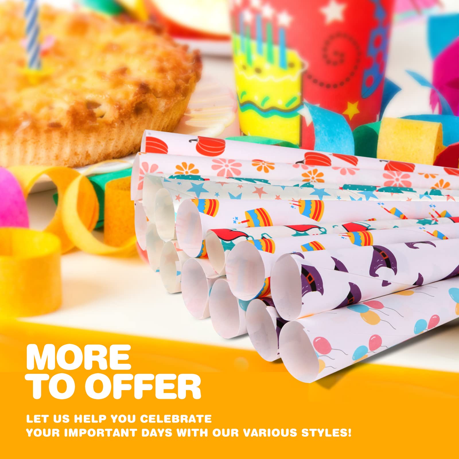 50 Pack Premium Cotton Candy Cones - Multicolor Paper Cones for Cotton Candy Machines & Candy Floss Sugar - Halloween Party Supplies & Trick-or-Treating - Perfect for Birthday Parties, Carnivals, and Festive Events