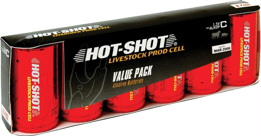 Hot-Shot ALKDP 6-Pack C Size Alkaline Replacement Batteries - Long Lasting Power for Flashlights, Toys, Radios & Emergency Devices