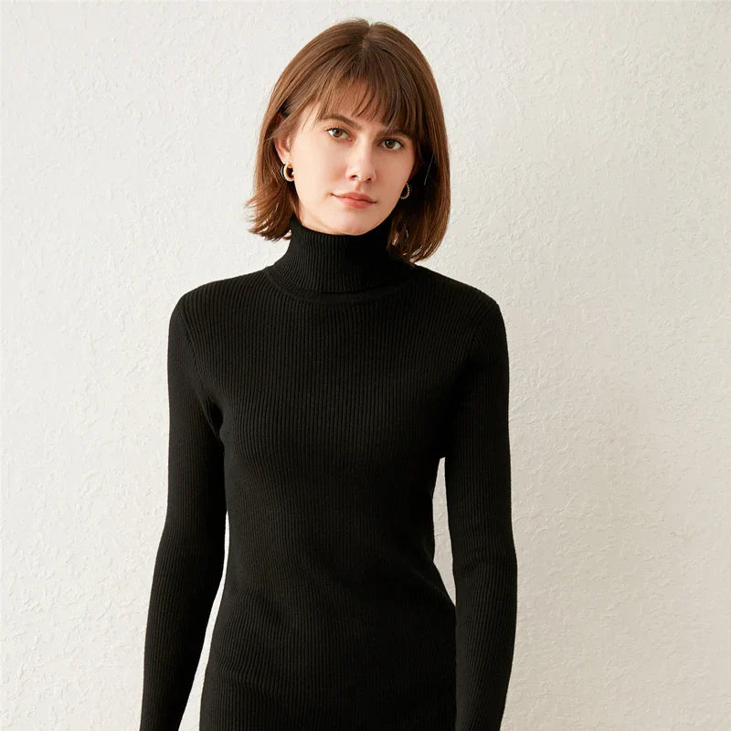 2023 Women's Cashmere Turtleneck Sweater Dress - Soft Knit Long Pullover for Winter & Fall | Perfect for Office, Date Night & Holiday Outfits