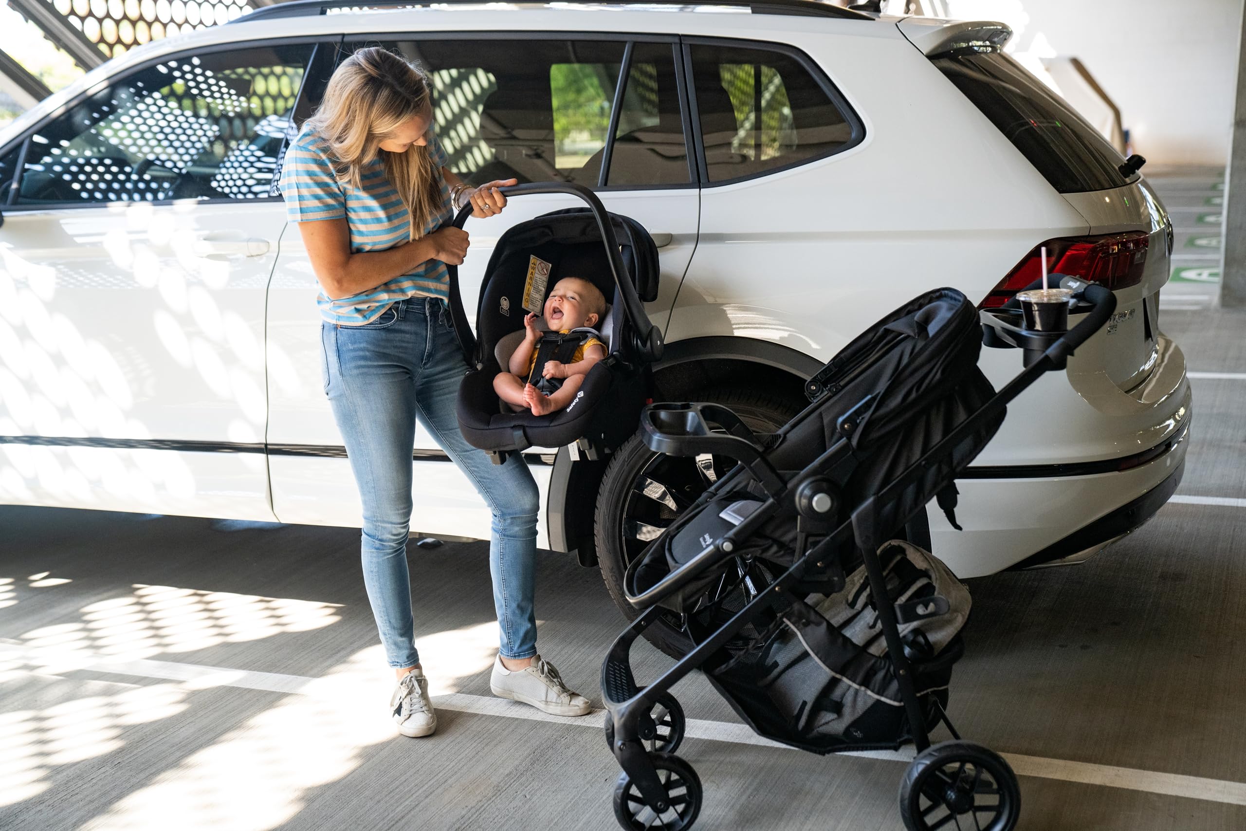 Safety 1st Grow and Go Flex 8-in-1 Convertible Car Seat & Stroller Combo for Infants 4-30 lbs | Lightweight Travel System with Adjustable Canopy & Cup Holder | Perfect for Daily Walks, Shopping & Family Outings - Forest Tide