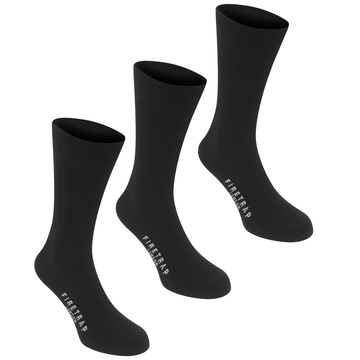 Firetrap Men's 3-Pack Formal Dress Socks with Elastic Cuffs - Comfortable Office & Wedding Socks for Business Attire