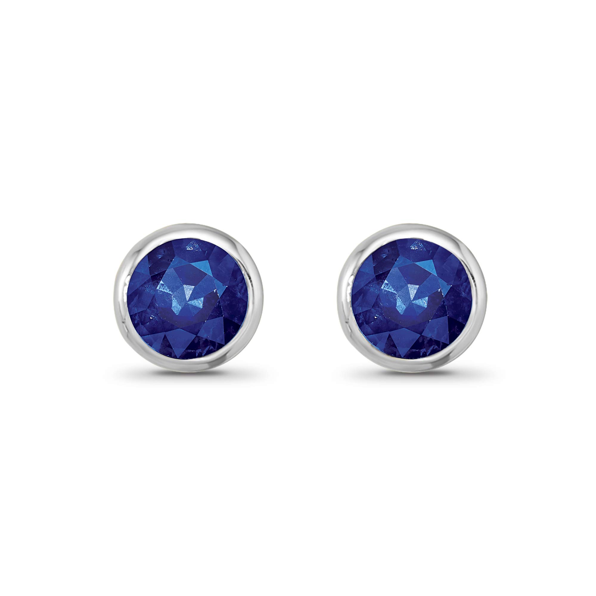 14K Sterling Silver Blue Sapphire Solitaire Stud Earrings for Women – Elegant Jewelry Gift for Birthday, Anniversary & Special Occasions