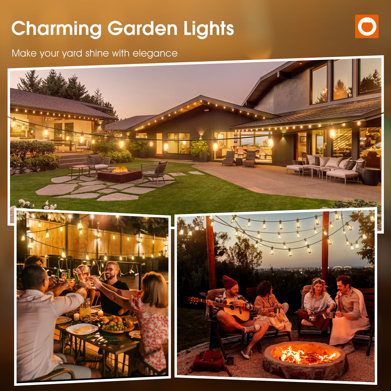 Addlon 25FT LED Outdoor String Lights with Shatterproof Edison Bulbs - Heavy Duty Weatherproof Commercial Grade Patio Lights for Garden, Backyard, Deck, Pergola & Outdoor Dining Areas - Black Decorative Lighting