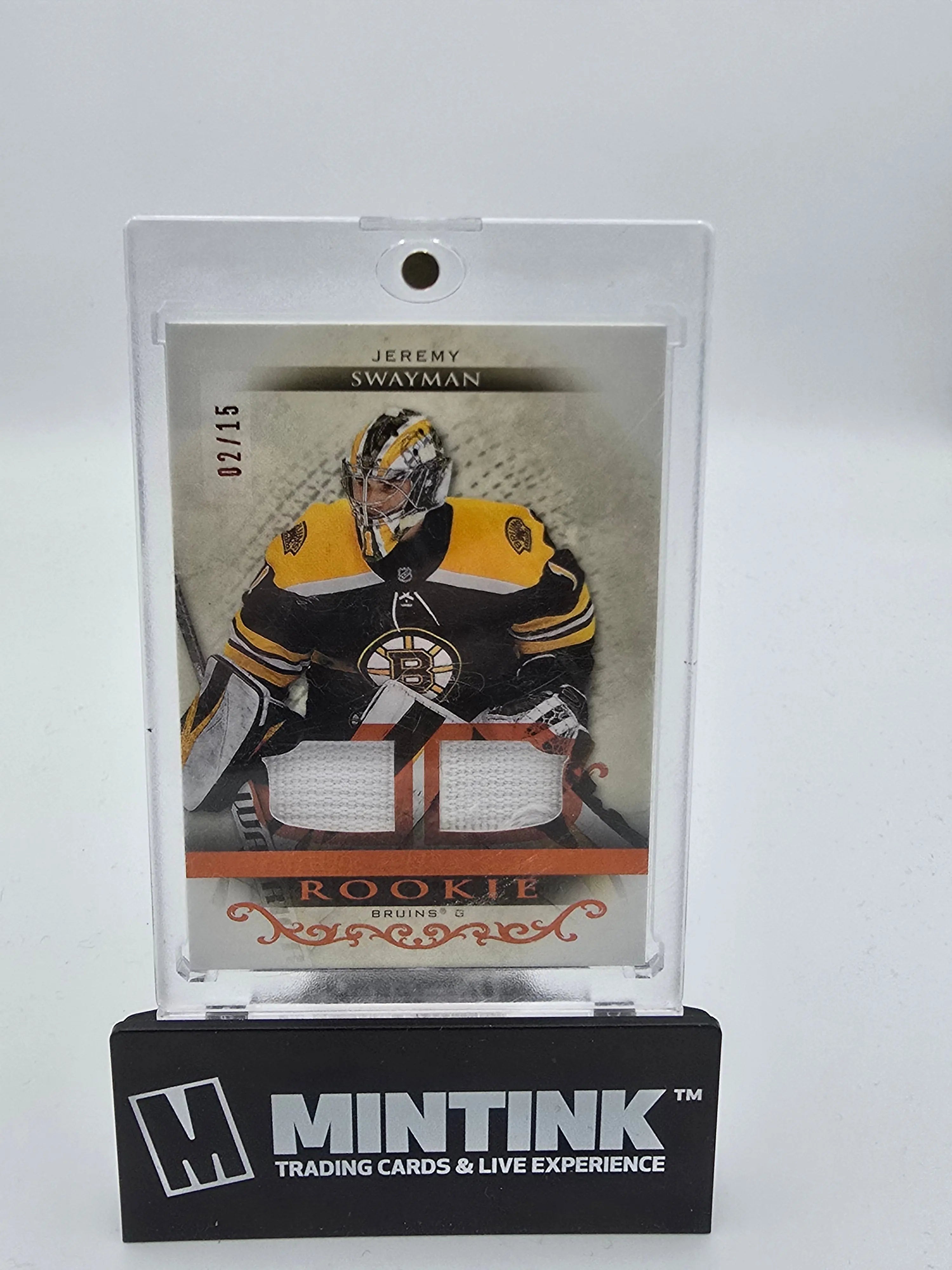 2021-22 Upper Deck Artifacts Hockey Jeremy Swayman Rookie Dual Fight Strap /15 - Rare NHL Collectible Card for Hockey Fans and Sports Memorabilia Collectors - Perfect for Display, Trading, and Investment