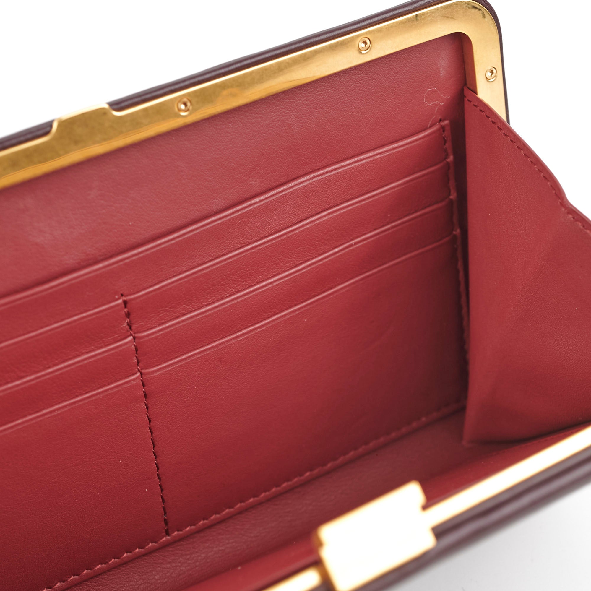 Celine Burgundy Leather Wallet On Chain Crossbody Bag - Stylish & Compact for Everyday Use, Travel, and Night Out