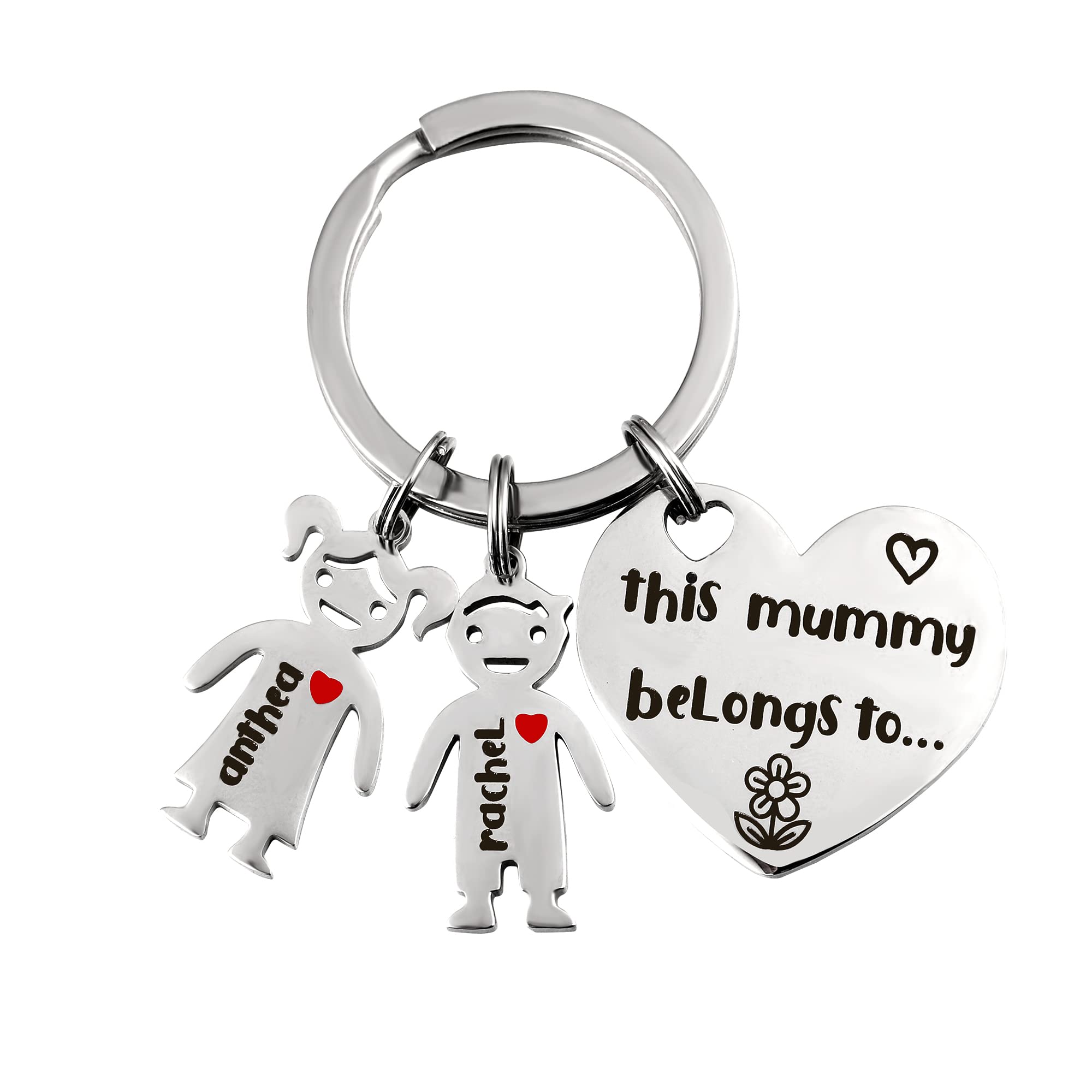 Custom Engraved Family Keychain with 2-8 Children Charms - Personalized Name Keyring Gift for Dad & Mom - Perfect for Anniversaries, Mother's Day & Father's Day Gifts
