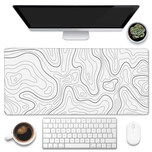 White Topographic Contour Map