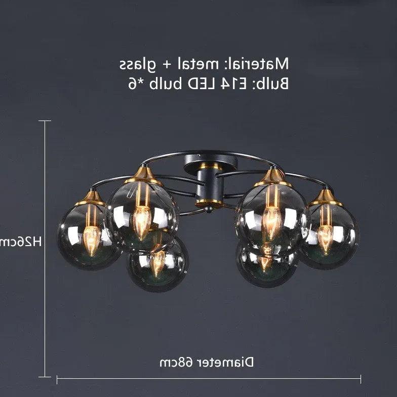 Industrial Glass Flush Mount Ceiling Light - Modern Smoked Glass Fixture for Kitchen, Bedroom, Dining Room & Office Lighting