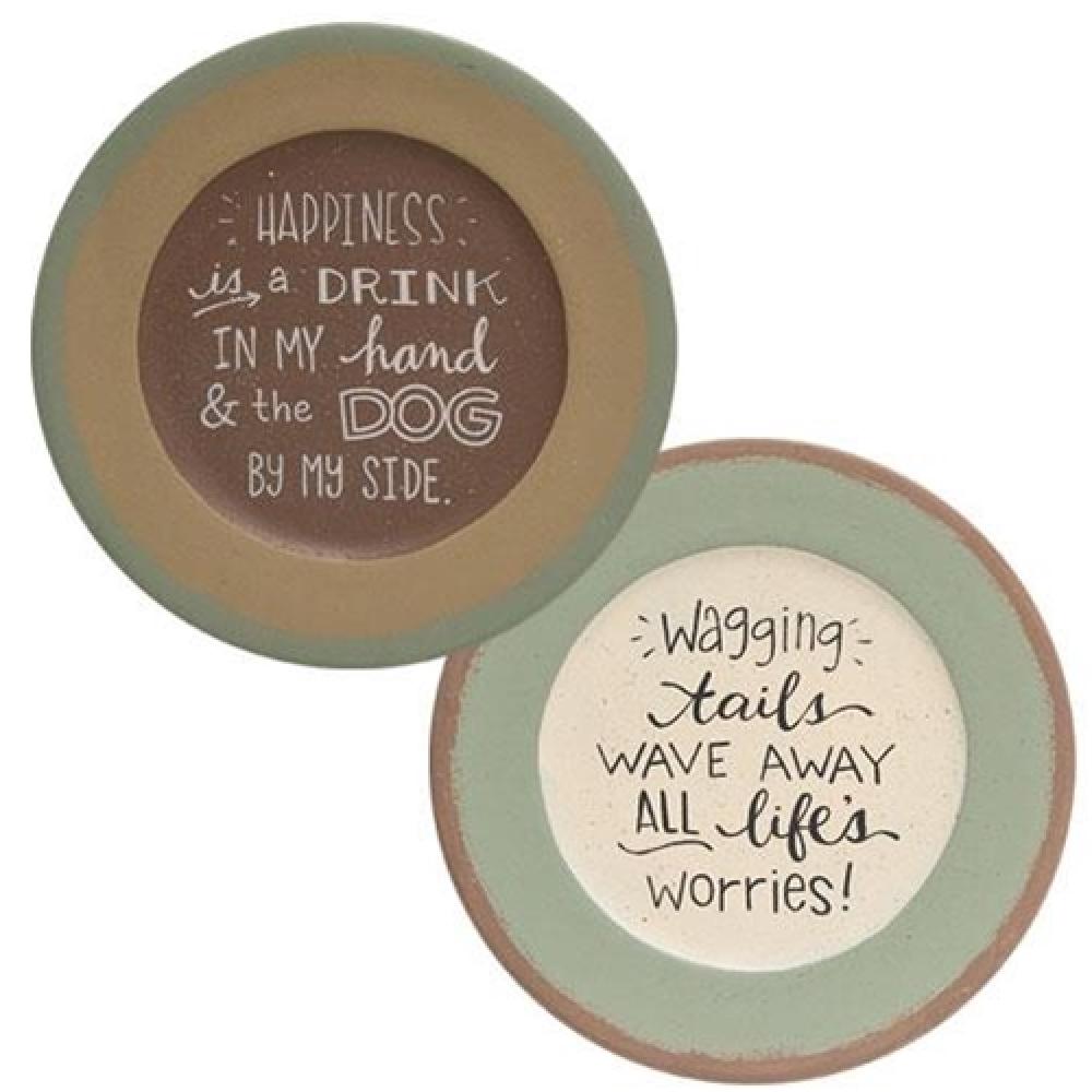 Dog and Drink Plate Set - 2 Assorted Fun Pet Bowls for Water & Food - Perfect for Home, Travel & Outdoor Use