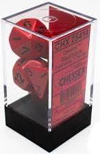 Chessex Polyhedral 7-Dice Set - Opaque Red with Black for D&D, RPG, and Tabletop Gaming