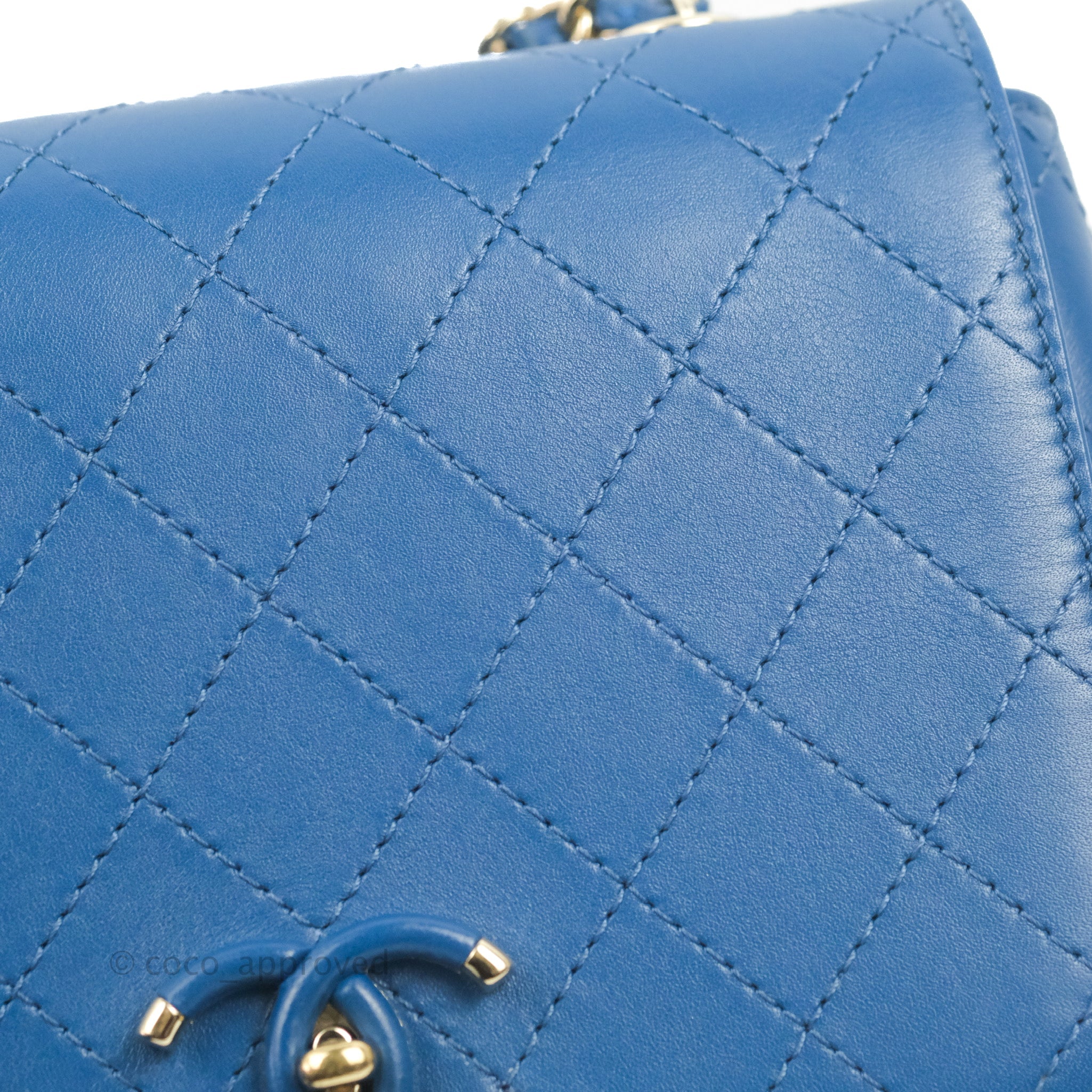 Chanel Blue Quilted Leather Small Frame Flap Bag - Luxury Crossbody Purse for Women, Perfect for Date Night & Evening Events