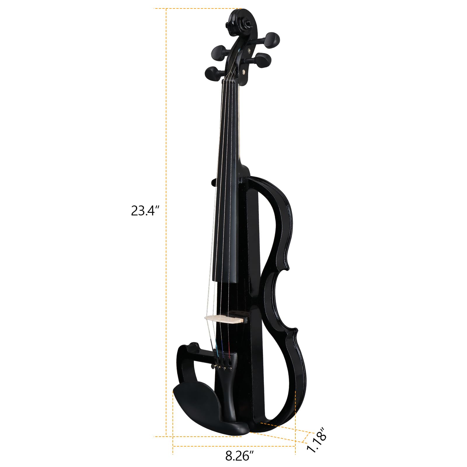 4/4 Full Size Electric Violin Kit for Adults & Students - Professional Black Violin Set with Case, Bow, Rosin & Headphones | Perfect for Beginners, Practice & Live Performances