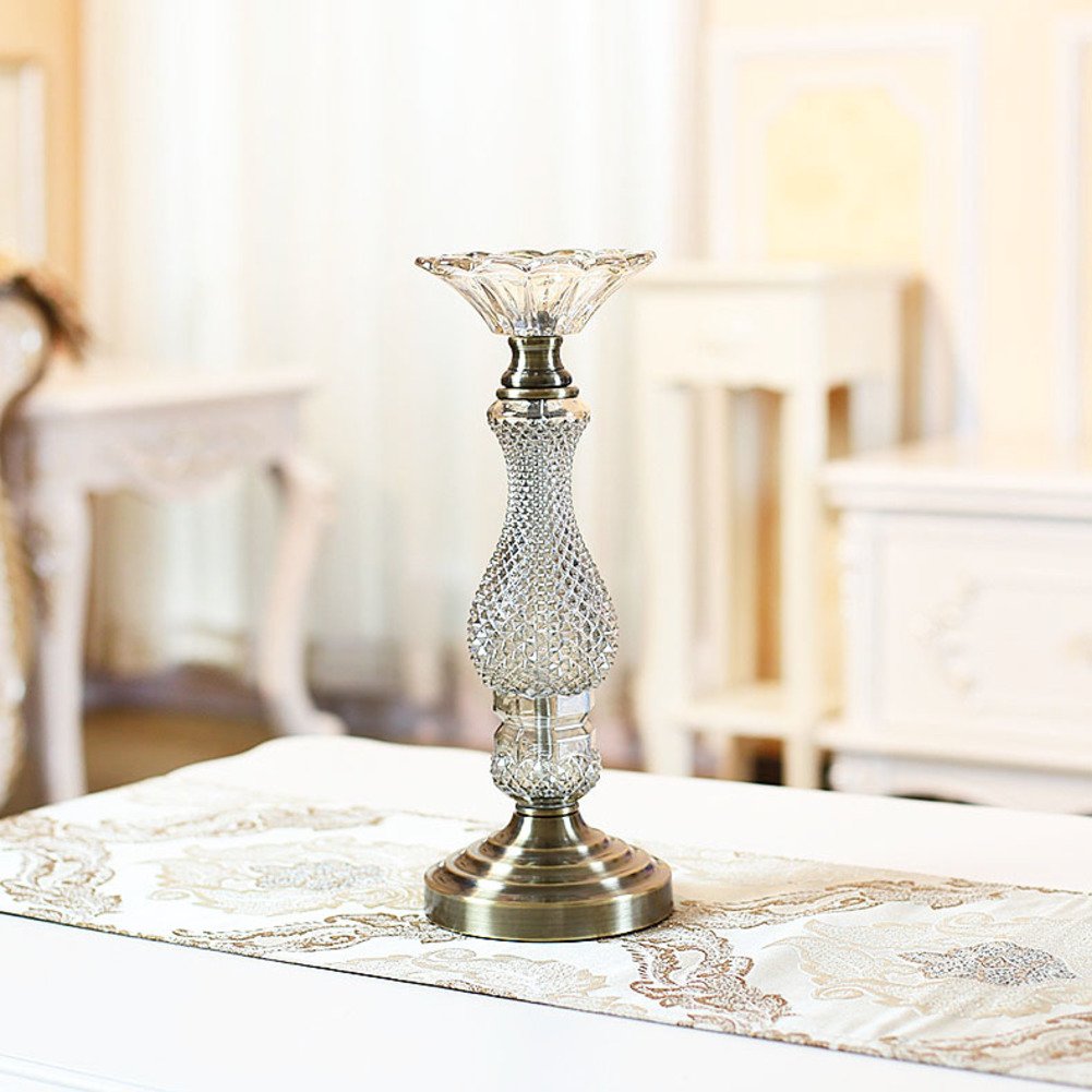 European Style Crystal Glass Candle Holders - 13 Inch Elegant Coffee Table & Dining Table Decor for Weddings, Birthdays, Home Decor - Perfect for Romantic Dinners, Holiday Centerpieces and Special Occasions