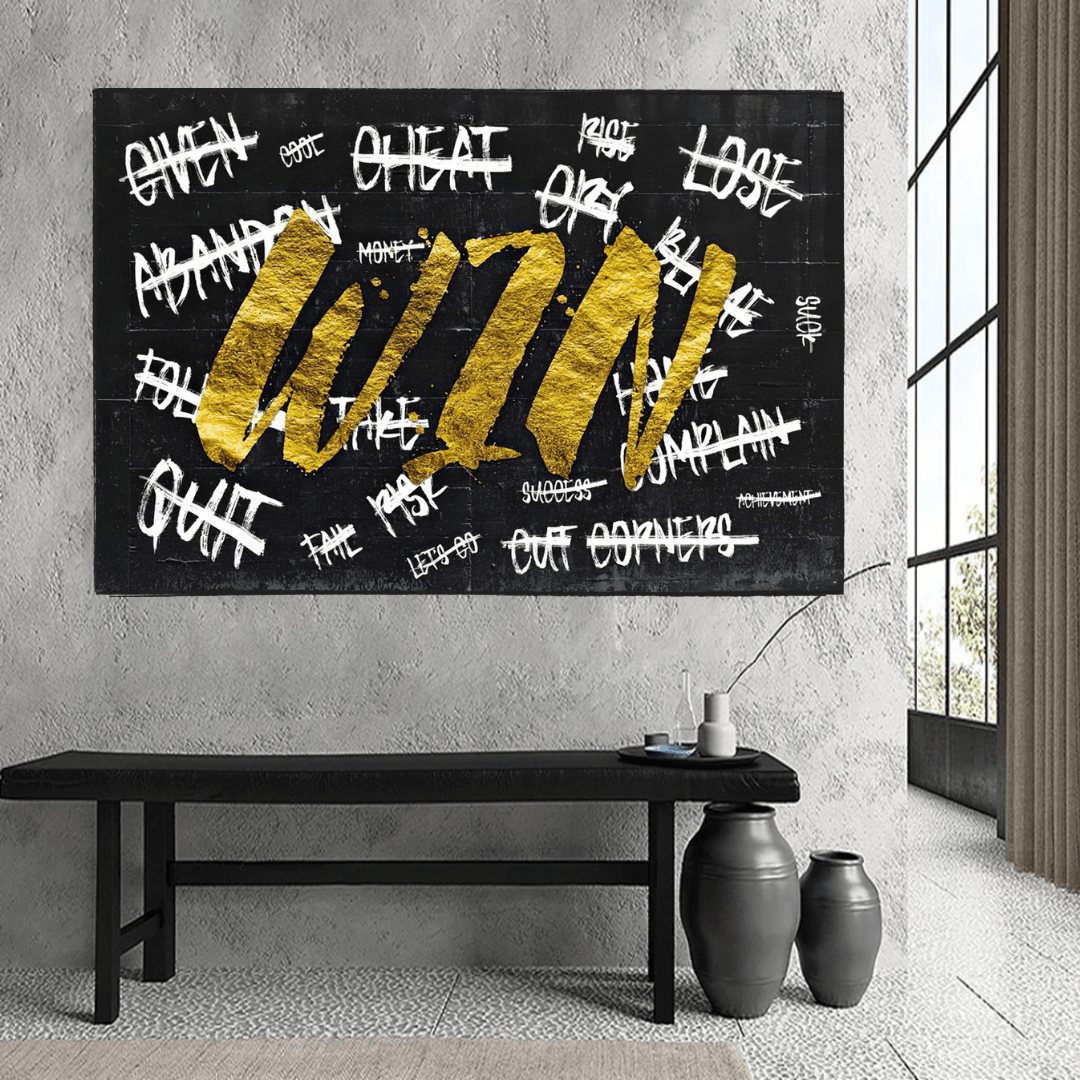 WIN Victory Motivational Canvas Wall Art - Inspirational Home & Office Decor for Living Room, Bedroom, or Workspace