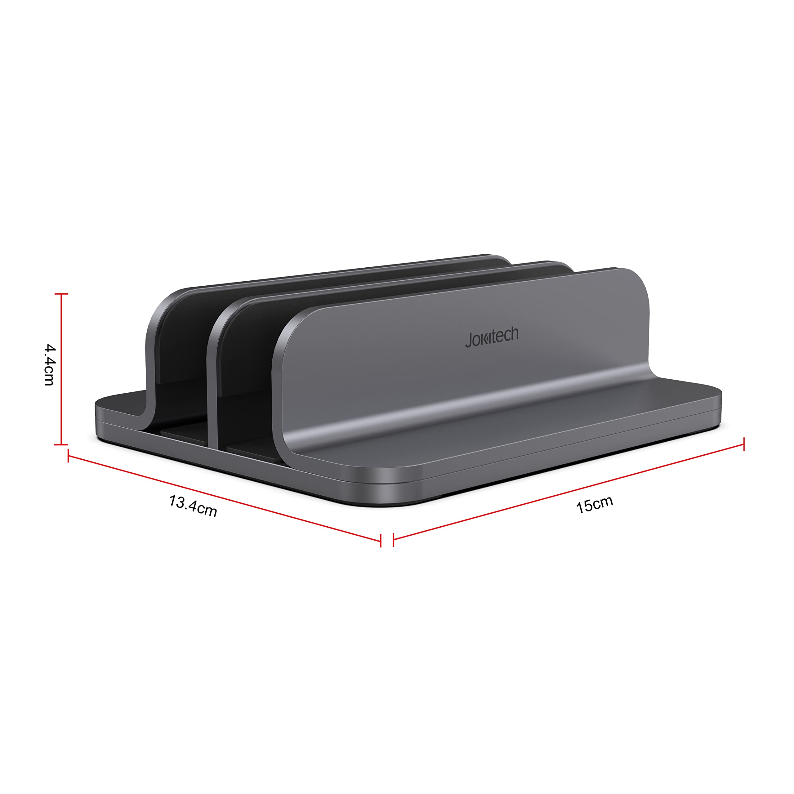 Dual Aluminum Vertical Laptop Stand Organizer - Sturdy Notebook Computer Holder for MacBook Air/Pro, Mac Mini, iPad Pro & Apple TV (Space Gray) | Perfect for Home Office, Desk Organization & Space Saving