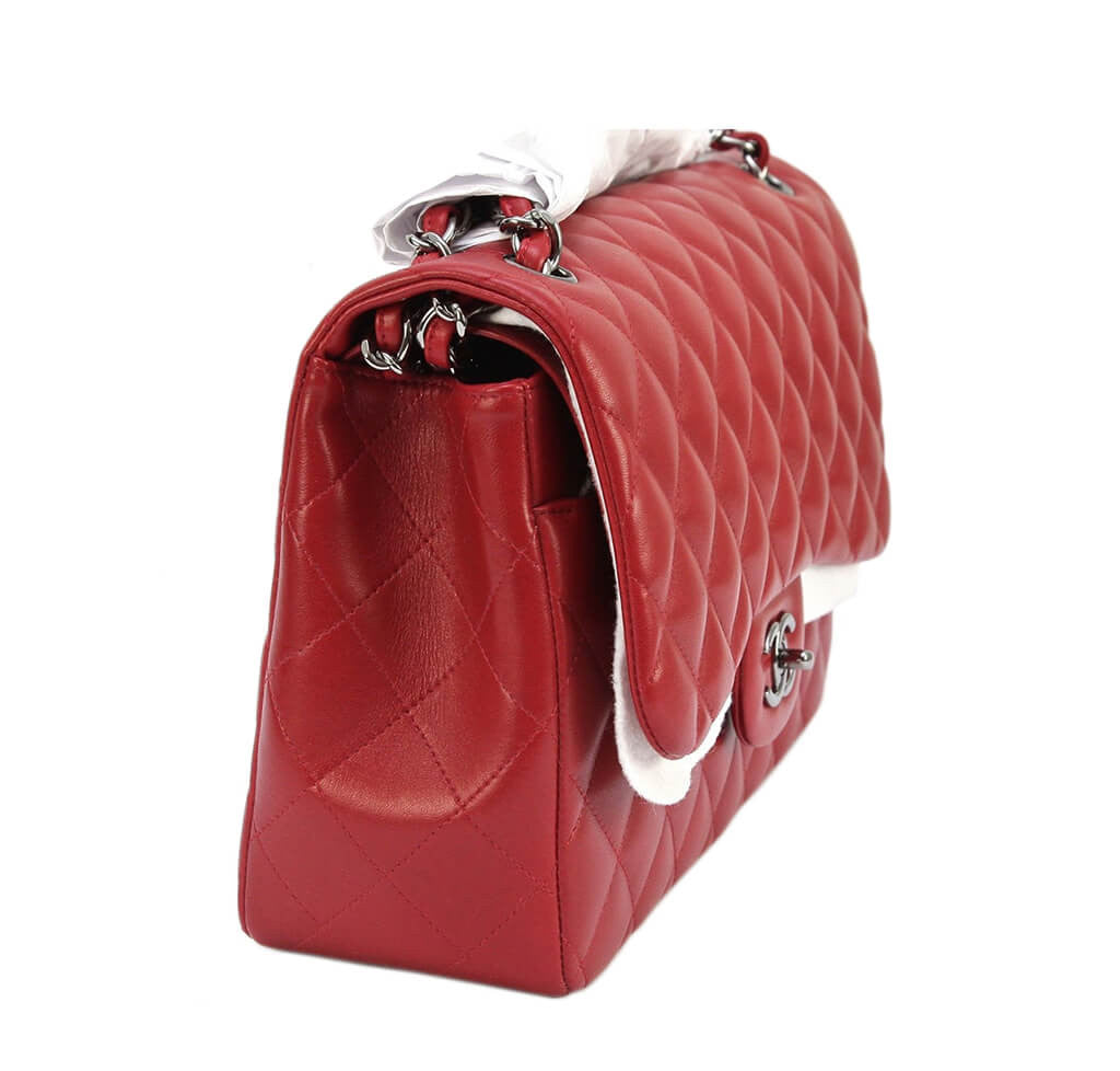 Authentic Chanel Jumbo Double Flap Bag in Red with Ruthenium Hardware - Luxury Handbag for Women, Perfect for Parties, Date Nights & Special Occasions