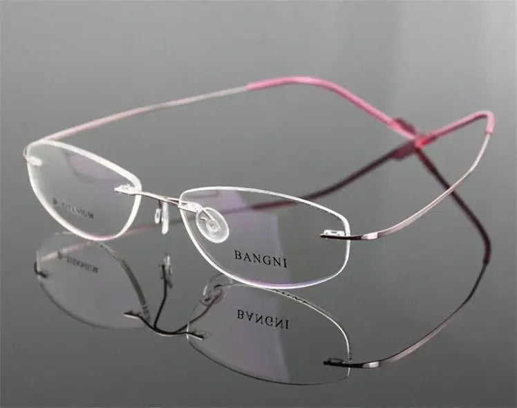Brightzone Women's Rimless Square Screwless Titanium Eyeglasses - Lightweight & Durable Glasses for Work, Reading & Everyday Use
