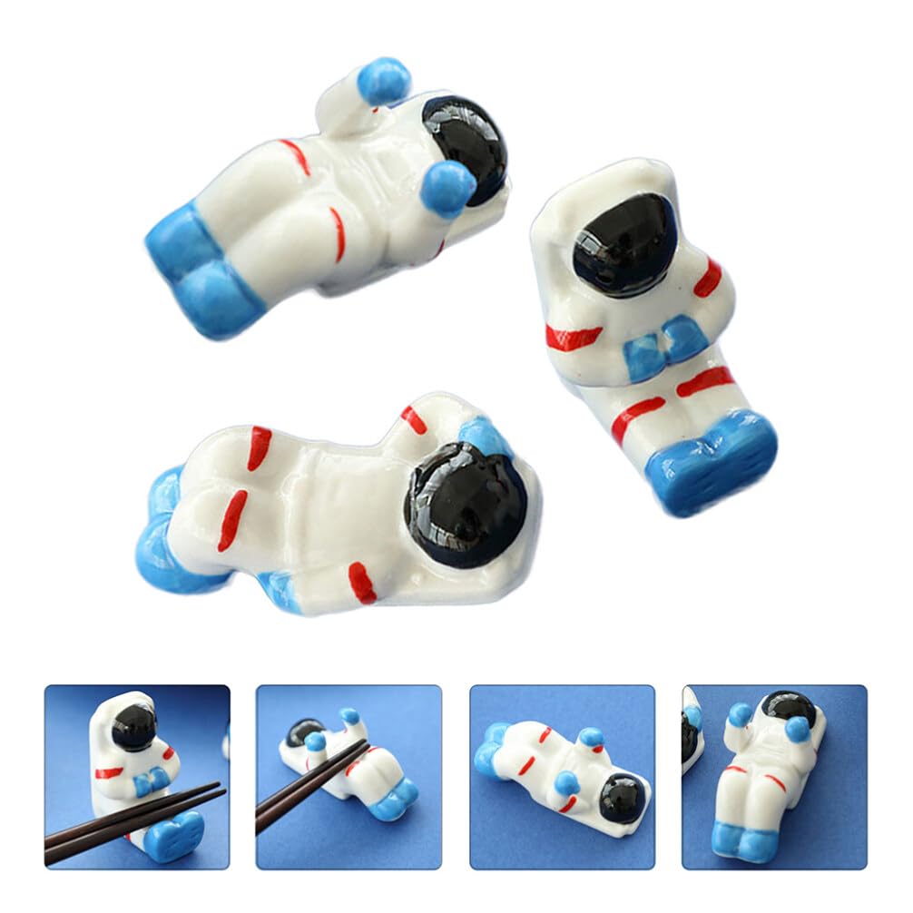 PRETYZOOM 3-Piece Ceramic Chopstick Holder Set - Spaceman Design Chopstick Rest Stand for Dining Table, Sushi, Asian Cuisine & Cake Decorating - Stylish Kitchen & Tableware Accessories