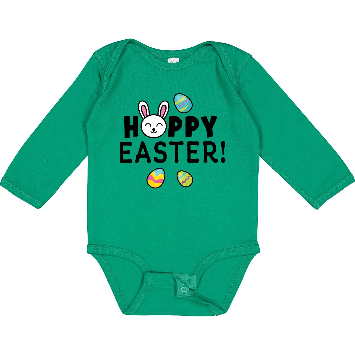 Inktastic Happy Easter Bunny Long Sleeve Bodysuit - Cute Baby Outfit for Easter Photos, Spring Celebrations & Family Gatherings