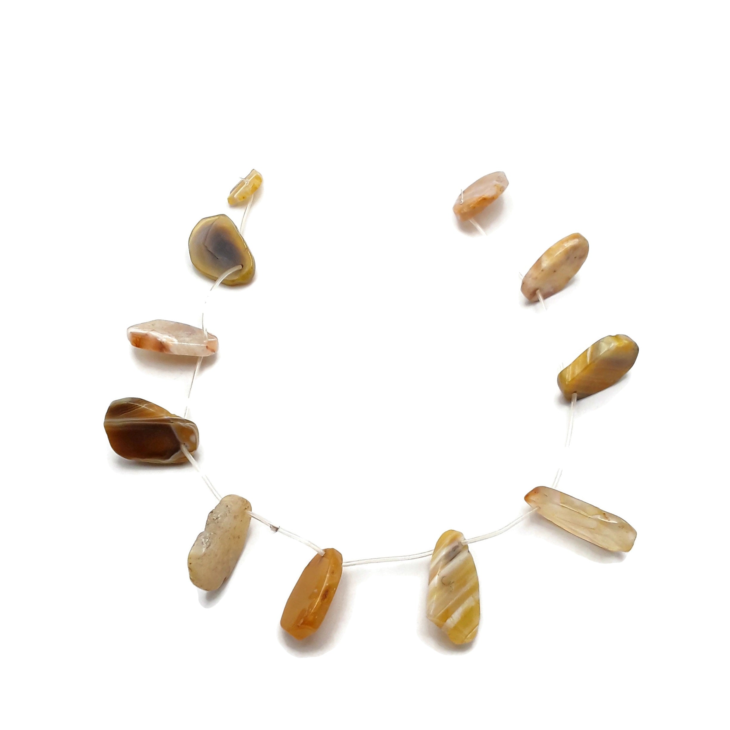 Natural Brown Agate Freeform Slab Beads - 15-25mm Irregular Slices - 15.5 Inch Strand for Jewelry Making, DIY Crafts & Healing Crystal Decor