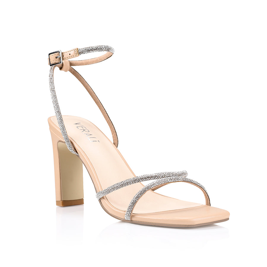Kian Block Heel Sandals for Women - Comfortable Nude Smooth Leather Summer Shoes | Perfect for Weddings, Parties & Office Wear