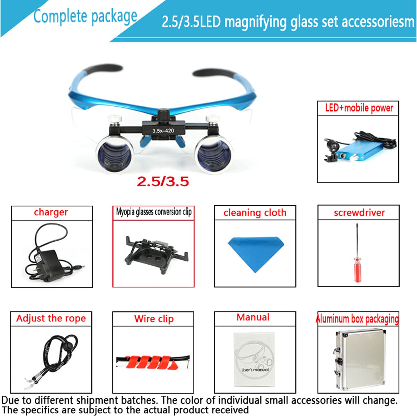 3.5X Dental Loupes with LED Headlight - Adjustable Surgical Magnifier Glasses for Dentists, Surgeons, Jewelers & Hobbyists | Perfect for Dental Procedures, Surgical Operations, Jewelry Making & Detailed Work