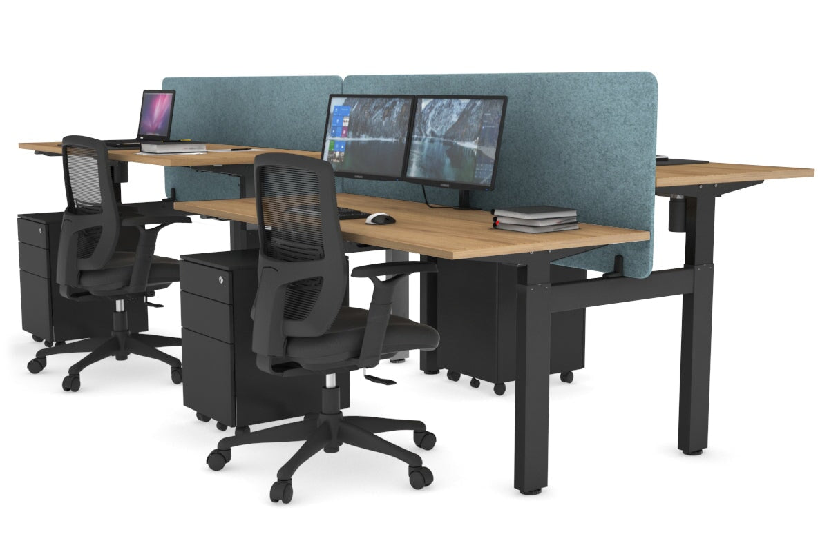 Adjustable 4-Person H Bench Workstation with Black Frame - 1600L x 700W - Perfect for Office, Workshop, or Collaborative Workspaces