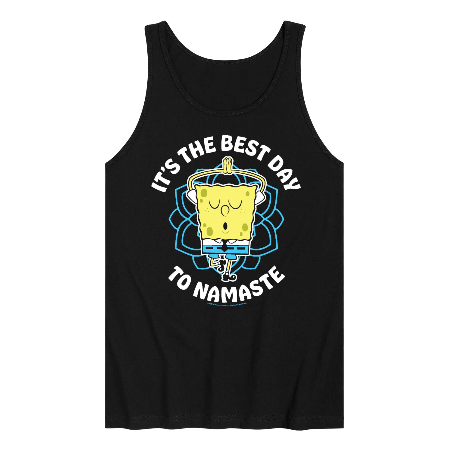 HYBRID APPAREL Spongebob Squarepants The Best Day to Namaste Men's Jersey Tank Top - Soft Breathable Muscle Tee for Gym, Yoga & Summer Outfits