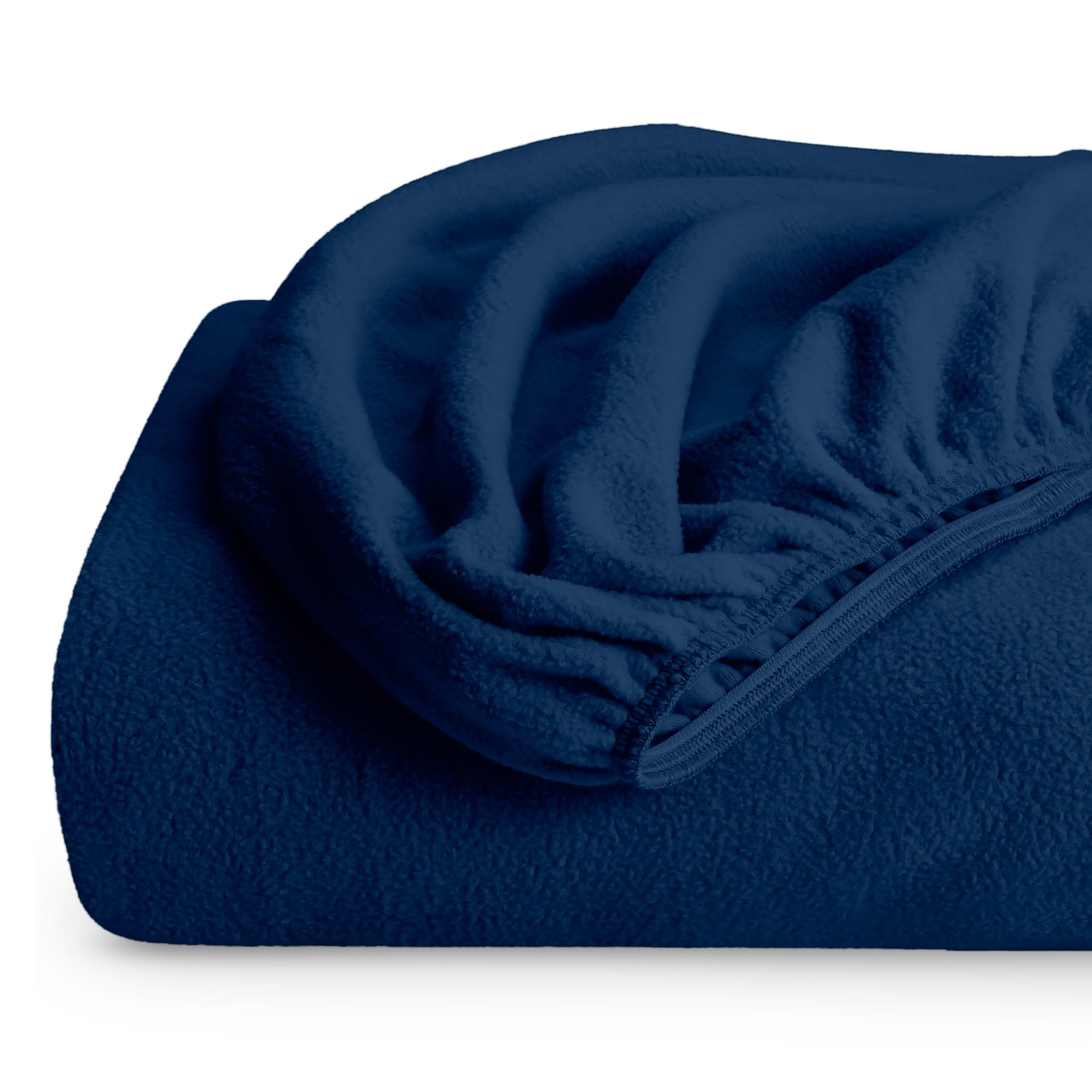 Bare Home Super Soft Fleece Fitted Sheet King Size - Extra Plush Polar Fleece Deep Pocket Bed Sheet - All Season Cozy Warmth for Winter & Cold Weather (King, Dark Blue) - Perfect for Bedrooms, Guest Rooms & Cozy Nights