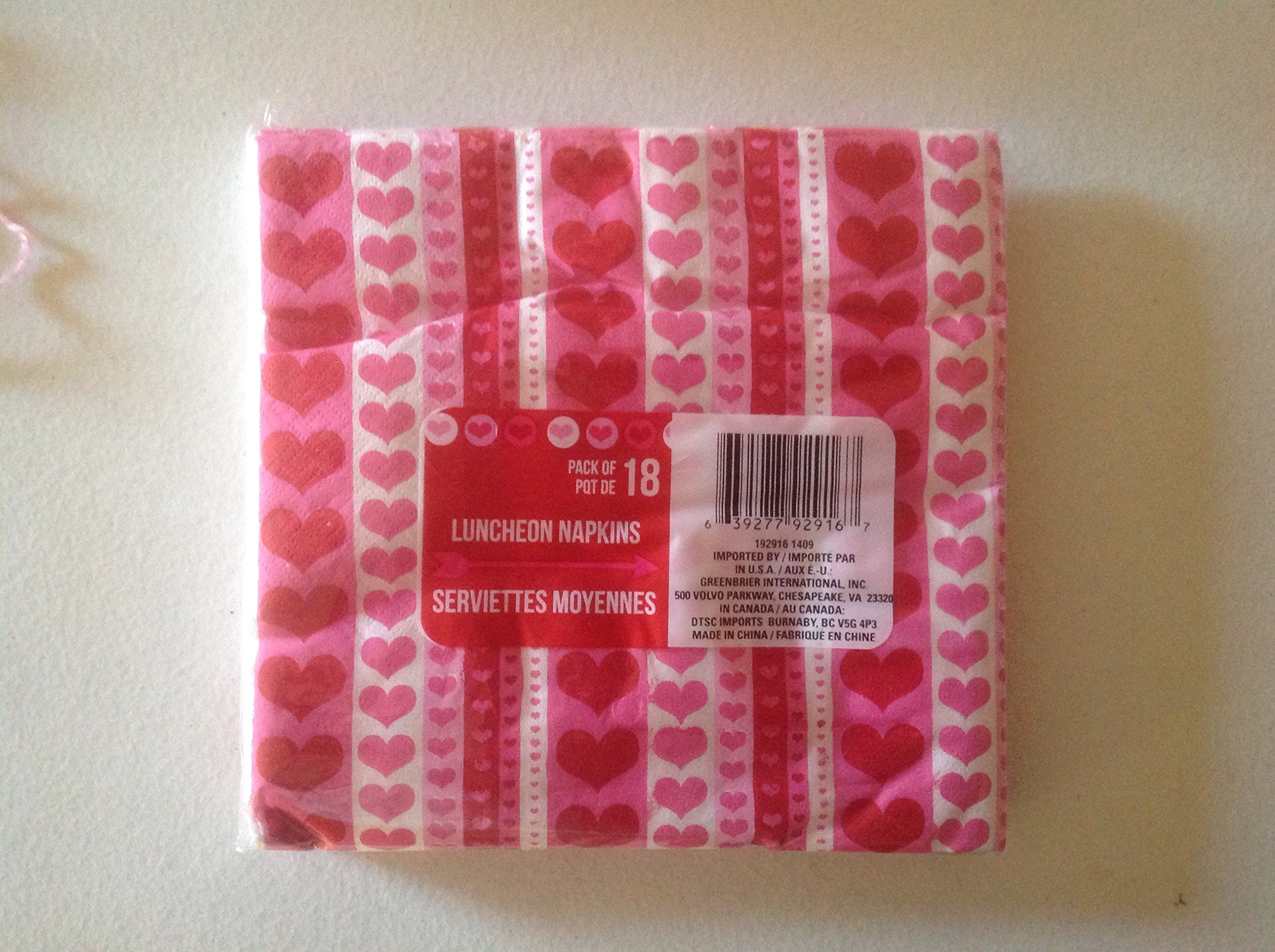 Valentine's Day Heart Print Luncheon Napkins - Set of 18 - Premium Quality by Greenbrier - Perfect for Romantic Dinners, Wedding Receptions & Anniversary Celebrations
