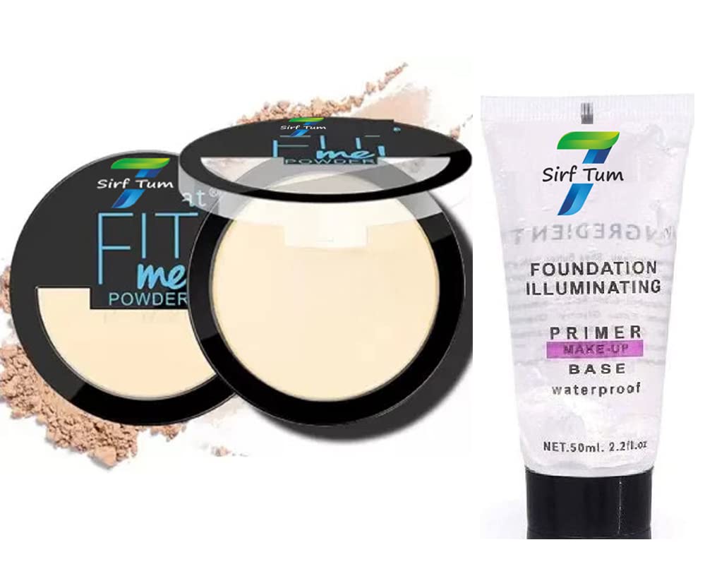 SIRF TUM 7 FITME POWDER - Oil Control & Pore-less Compact Powder for Matte Finish | Long-Lasting Makeup Base & Primer | Perfect for Everyday Wear & Special Occasions