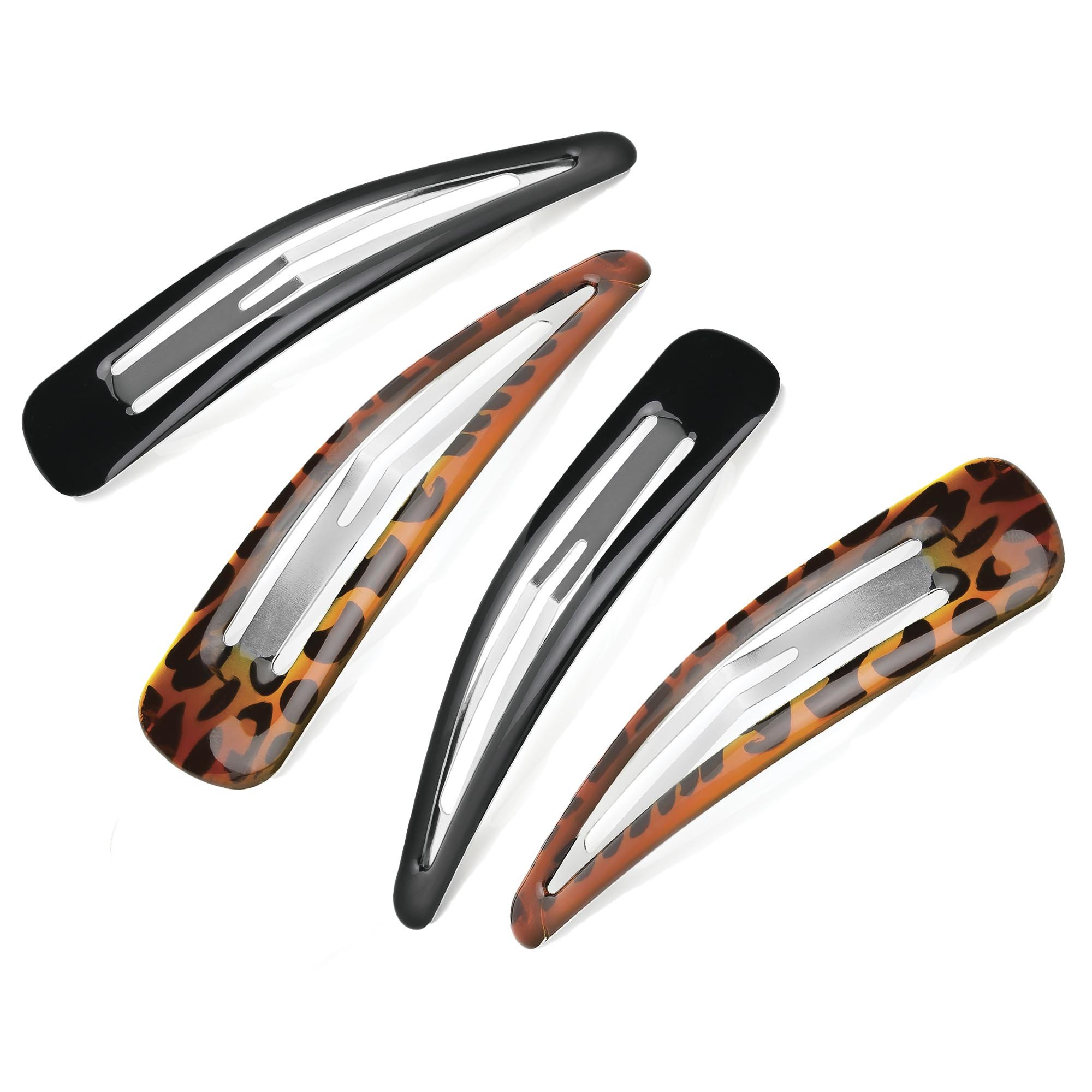 4-Pack Large Black & Tortoiseshell Hair Clips | Sleepie Clips & Bendies for Women | 9cm (3.6