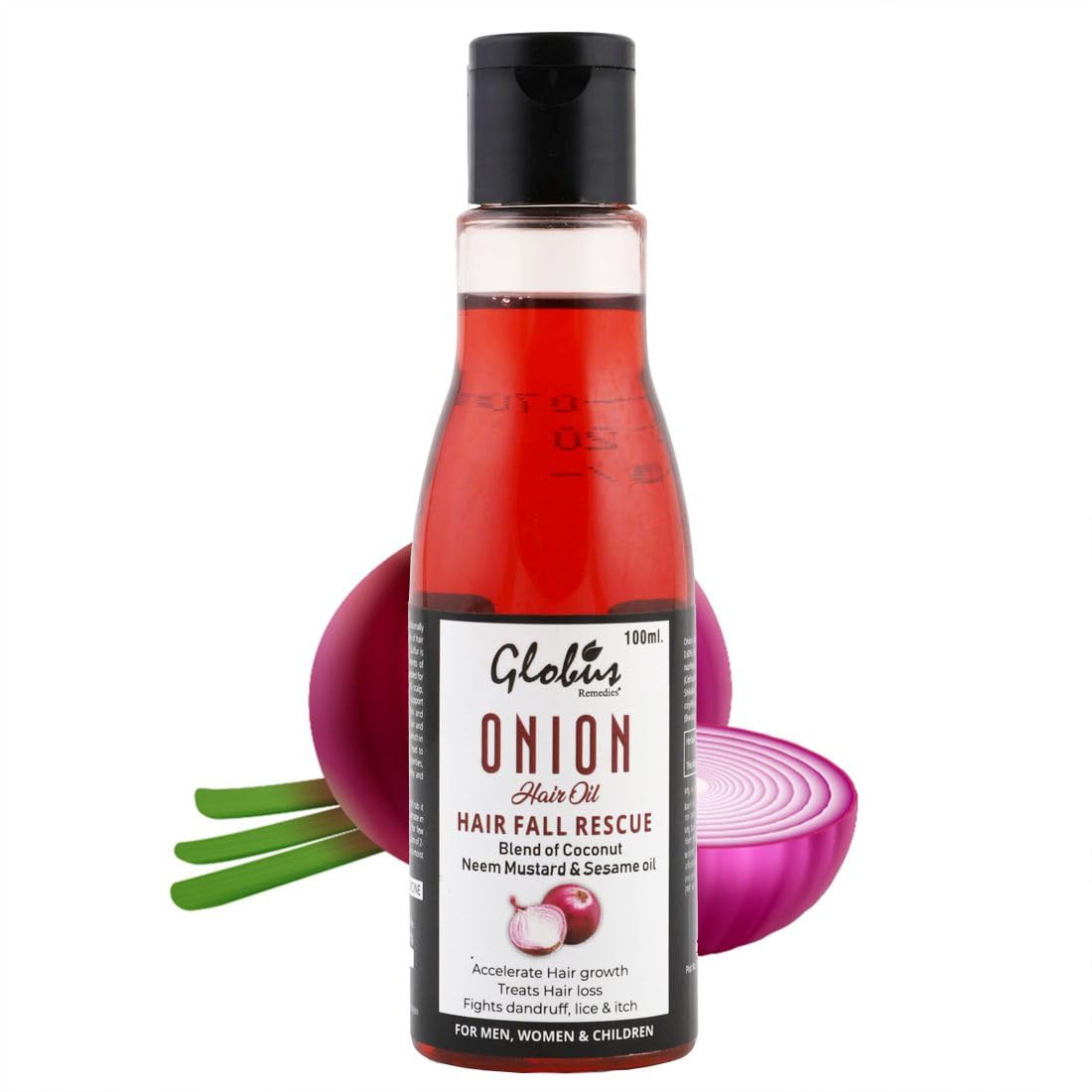 Globus Remedies Onion Hair Oil for Hair Growth & Fall Control - Anti Dandruff Treatment with Natural Shine & Strength Boost (100ml) - Perfect for Daily Hair Care & Scalp Nourishment