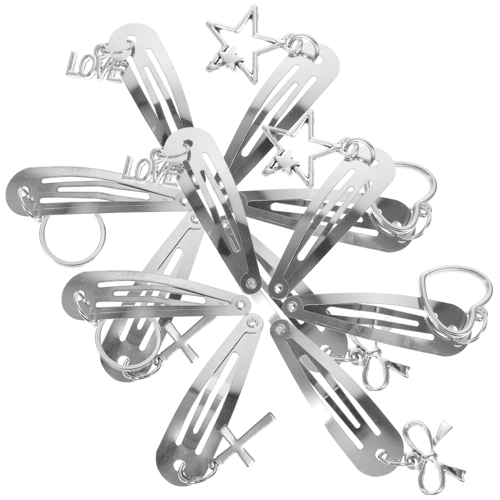 12pcs Heart & Star Hair Clips for Women - Metal Hair Barrettes for Thick Hair, Goth Hair Accessories - Perfect for Daily Wear, Parties & Cosplay