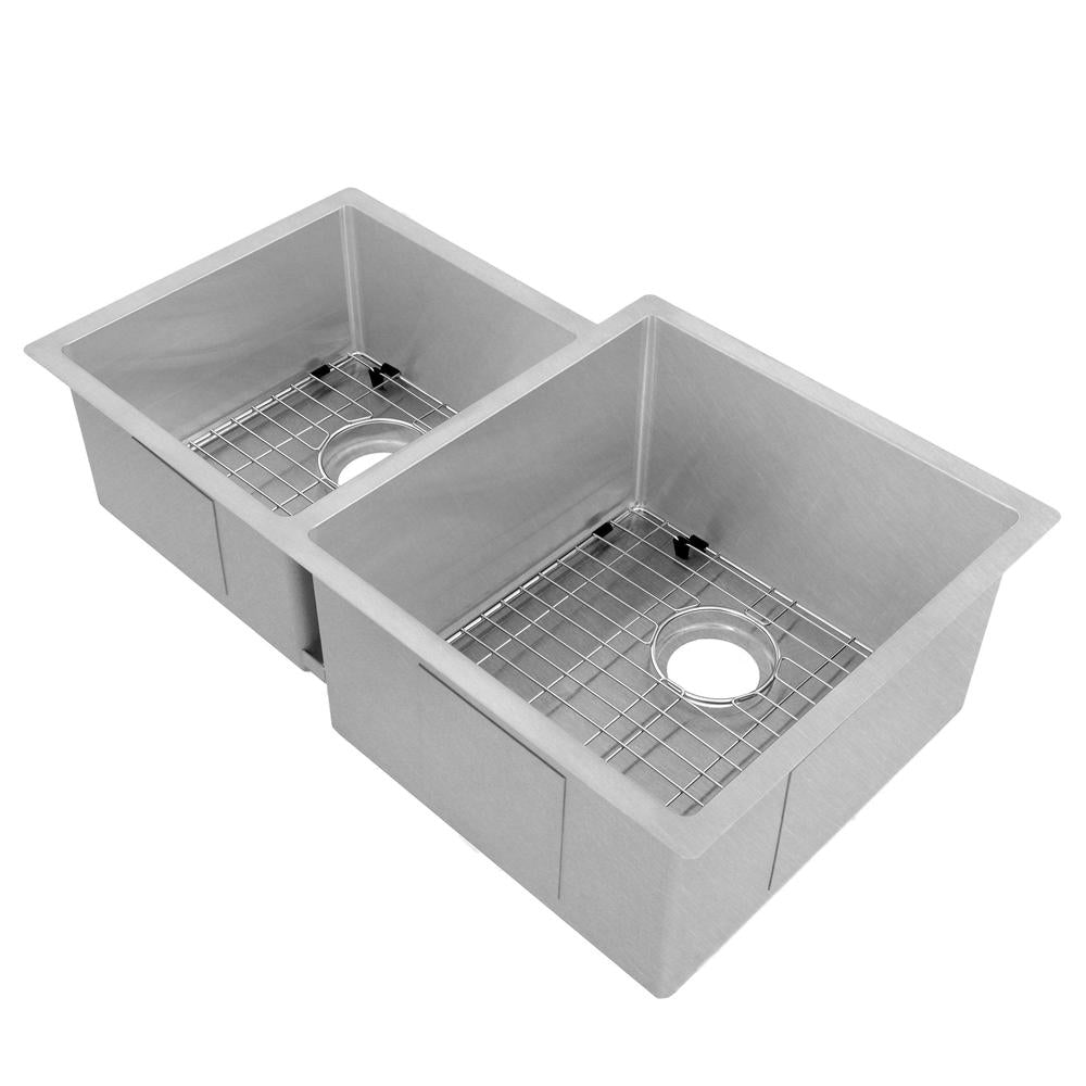 ZLINE 32-Inch Undermount Double Bowl Stainless Steel Kitchen Sink with Bottom Grid - SRDL 32 Model for Modern Farmhouse & Commercial Kitchens